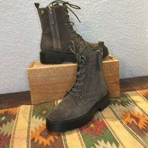 Carmela grey suede zip up ankle boots